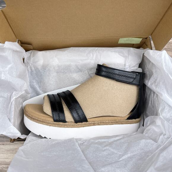 NIB Clarks Lana Glide 9M Ankle Strap Platform Comfort Sandals Black Leather - Picture 10 of 12